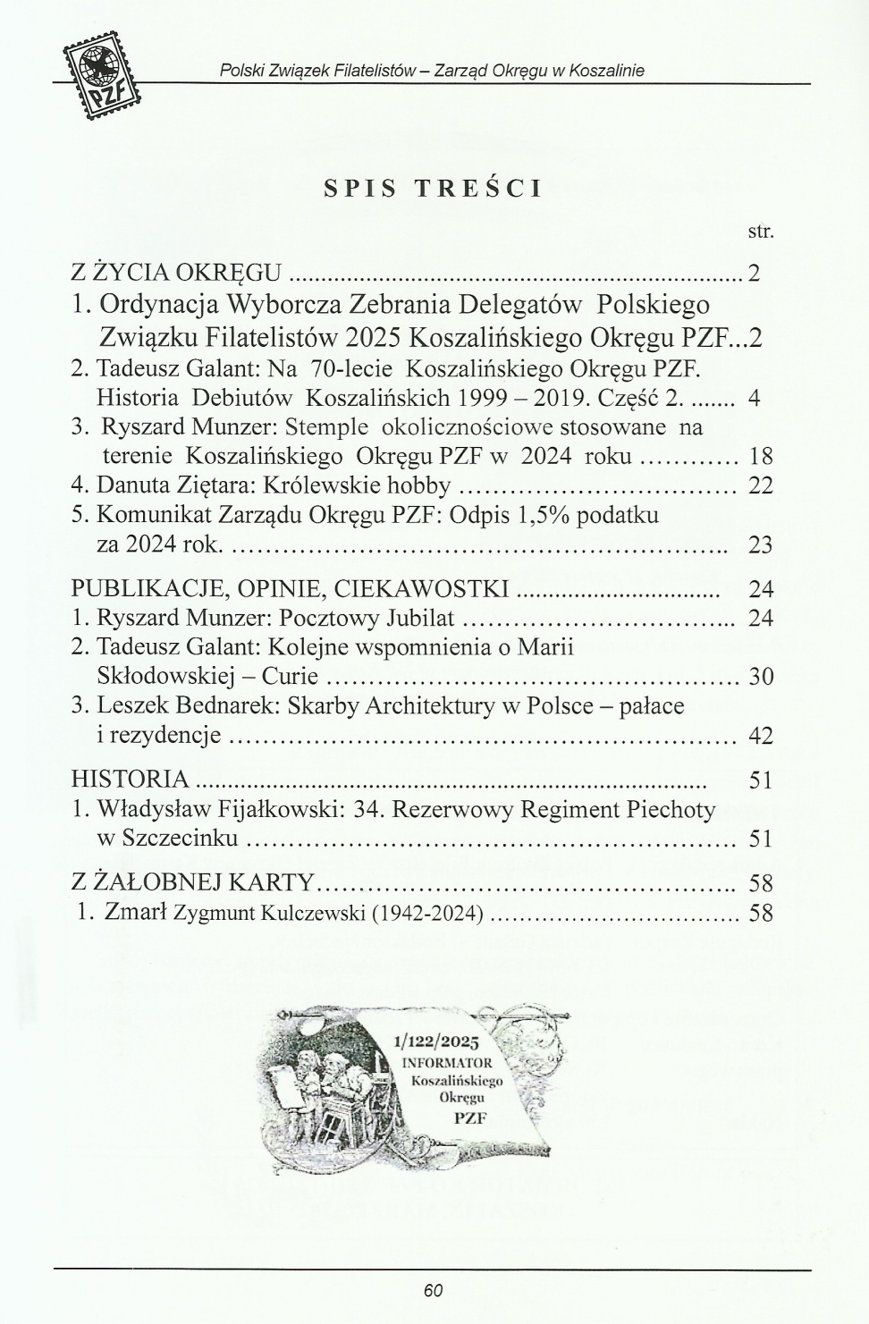 Informator nr 1/2025 (122) Spis treści